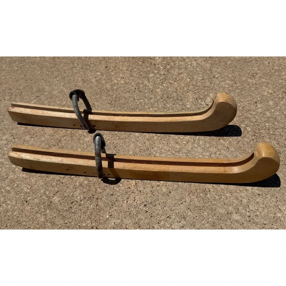 Vintage Wooden Ice Skate Blade Covers Guards. Total Length 12 in. Long - Picture 1 of 10